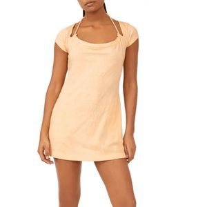 NWT Free People Women's Vivi Open Back Stretch Cotton Dress In Peach Size Small